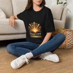 Edge City Broadcasting Logo T‑Shirt — Retro Art Deco Radio Emblem Tee