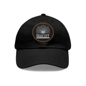 Edge City Broadcasting Leather Patch Dad Hat — Vintage Logo Baseball Cap